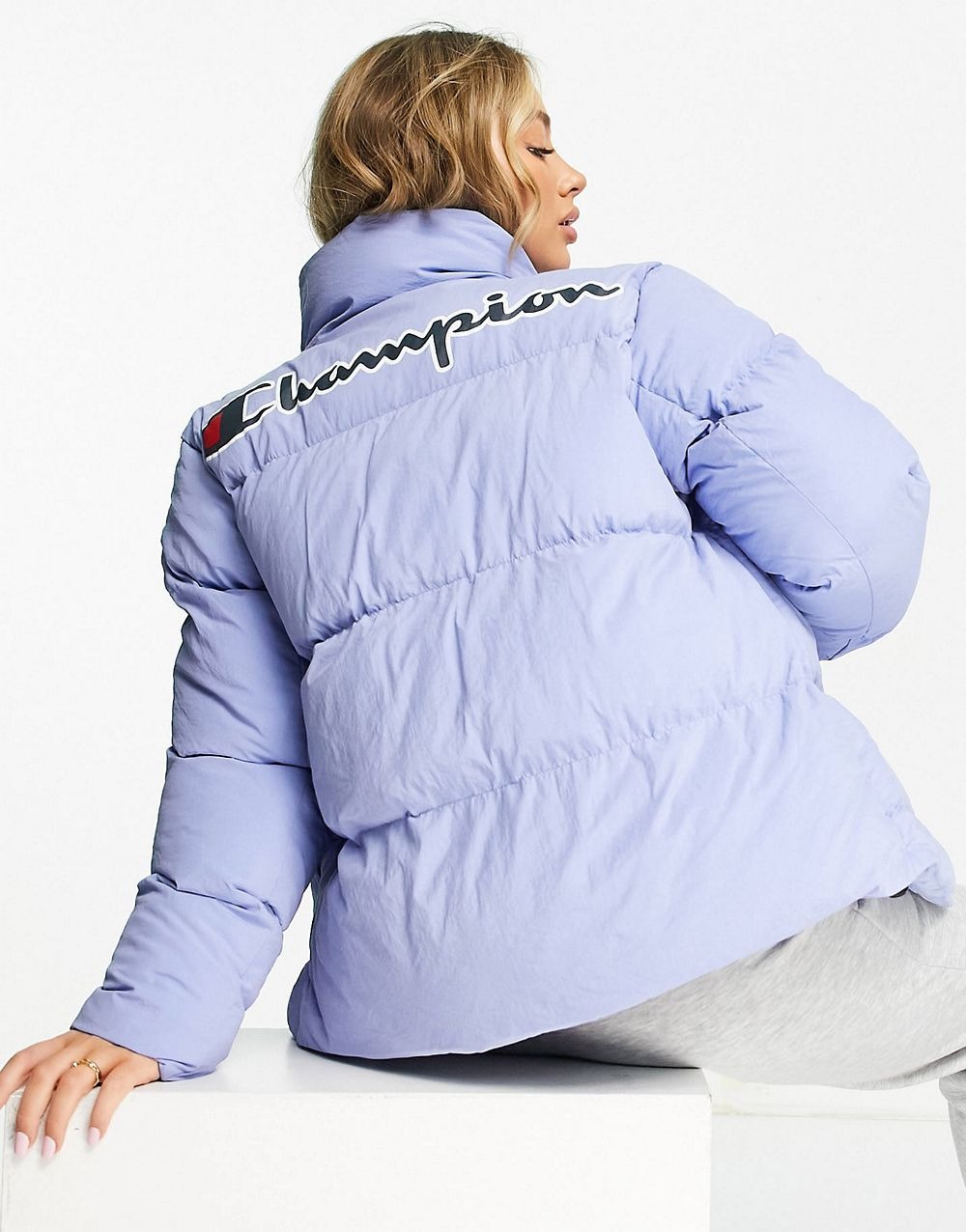 Small Logo Puffer Jacket In Blue - Image 5