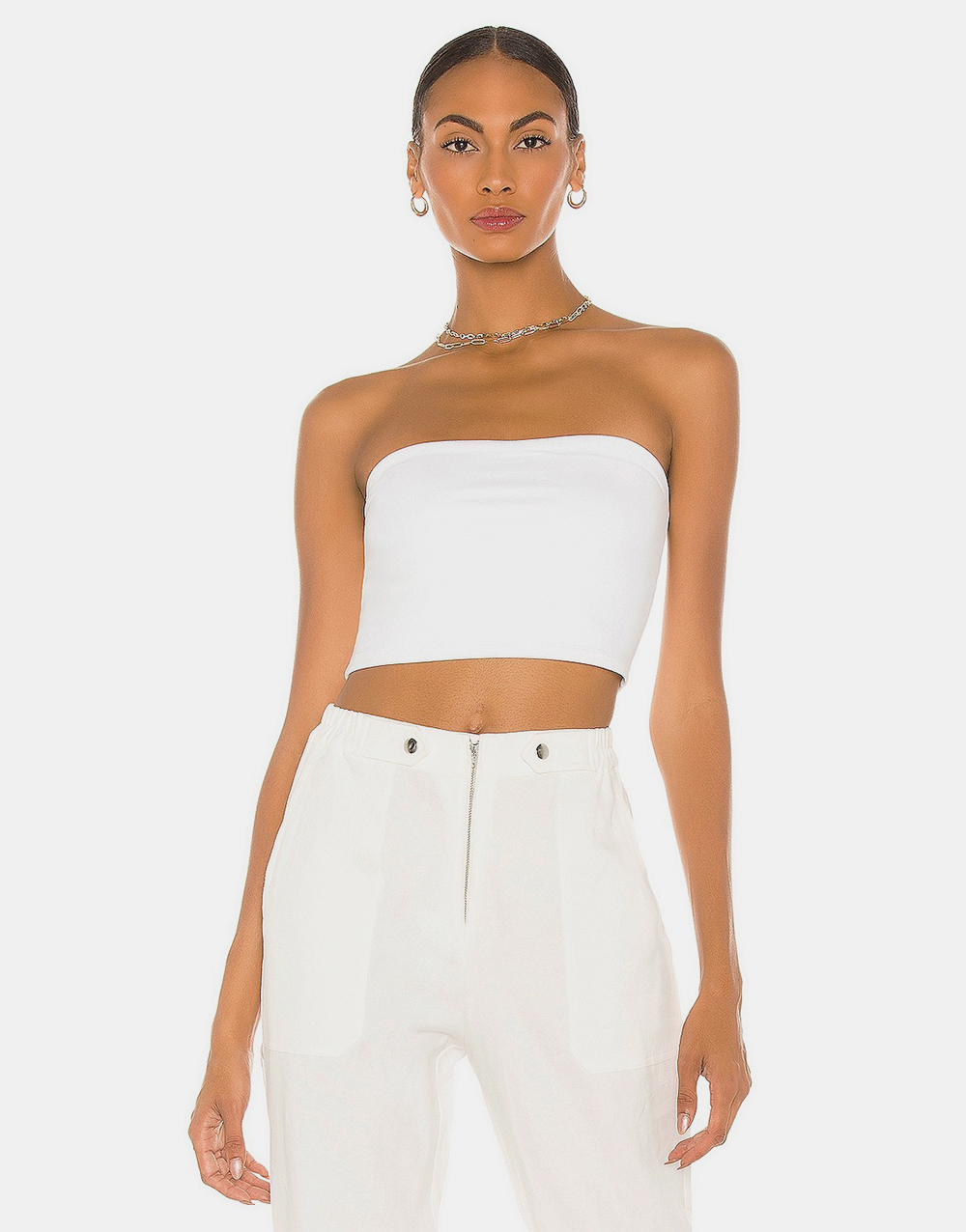Crop Top & Jackets Set In White - Image 3